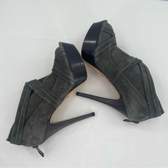 BURBERRY Peep toe Gray Suede Booties - Picture 7 of 13